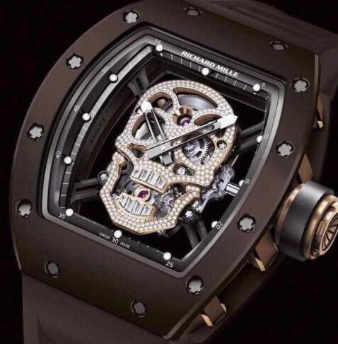Replica Richard Mille RM 52-01 Skull Diamonds Tourbillon Ceramic Watch